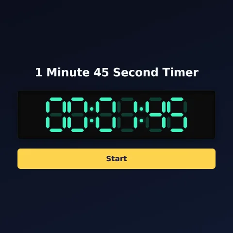 The alarm-clock.org 1-minute-45-second timer: the digital read-out showing 1 minute 45 seconds and a Start button