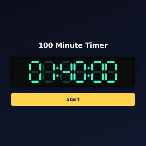 The alarm-clock.org 100-minute timer: the digital read-out showing 100 minutes and a Start button