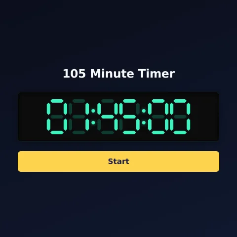 The alarm-clock.org 105-minute timer: the digital read-out showing 105 minutes and a Start button