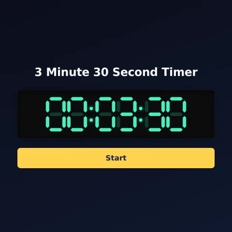 The alarm-clock.org 3-minute-30-second timer: the digital read-out showing 3 minutes 30 seconds and a Start button