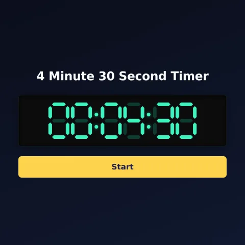 The alarm-clock.org 4-minute-30-second timer: the digital read-out showing 4 minutes 30 seconds and a Start button