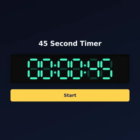 The alarm-clock.org 45-second timer: the digital read-out showing 45 seconds and a Start button