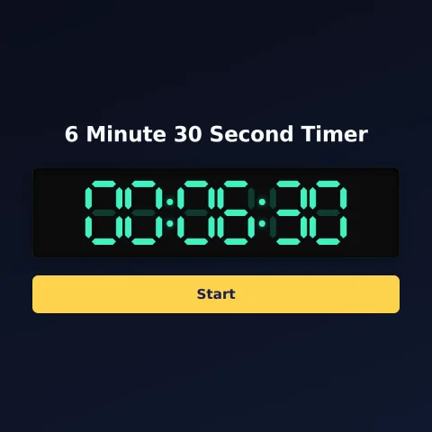 The alarm-clock.org 6-minute-30-second timer: the digital read-out showing 6 minutes 30 seconds and a Start button
