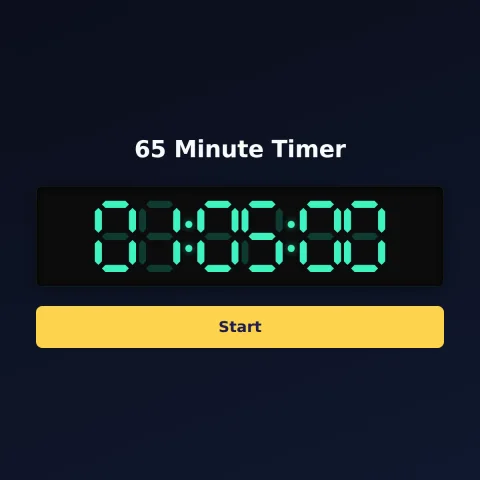 The alarm-clock.org 65-minute timer: the digital read-out showing 65 minutes and a Start button