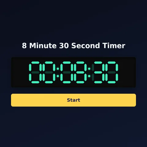 The alarm-clock.org 8-minute-30-second timer: the digital read-out showing 8 minutes 30 seconds and a Start button