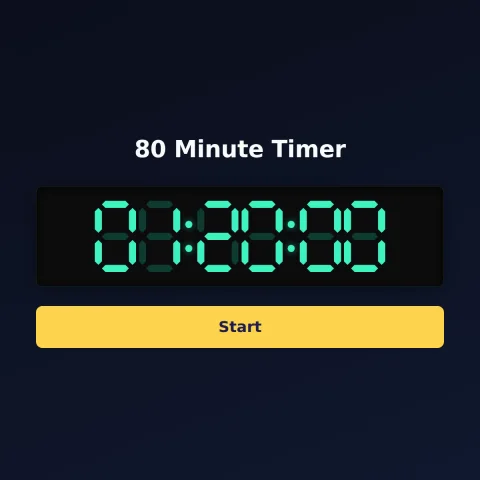 The alarm-clock.org 80-minute timer: the digital read-out showing 80 minutes and a Start button