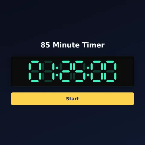 The alarm-clock.org 85-minute timer: the digital read-out showing 85 minutes and a Start button