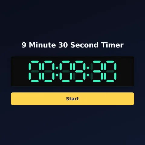 The alarm-clock.org 9-minute-30-second timer: the digital read-out showing 9 minutes 30 seconds and a Start button