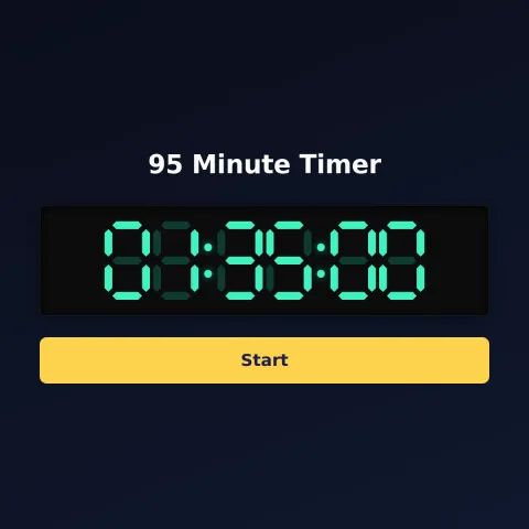 The alarm-clock.org 95-minute timer: the digital read-out showing 95 minutes and a Start button