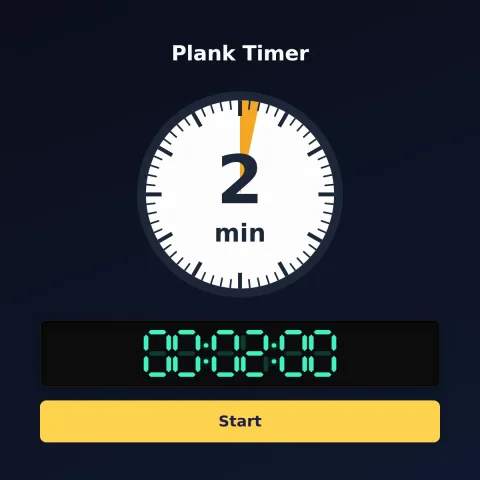 The alarm-clock.org 2-minute timer: an analog dial with 2 minutes shaded orange, the digital read-out and a Start button